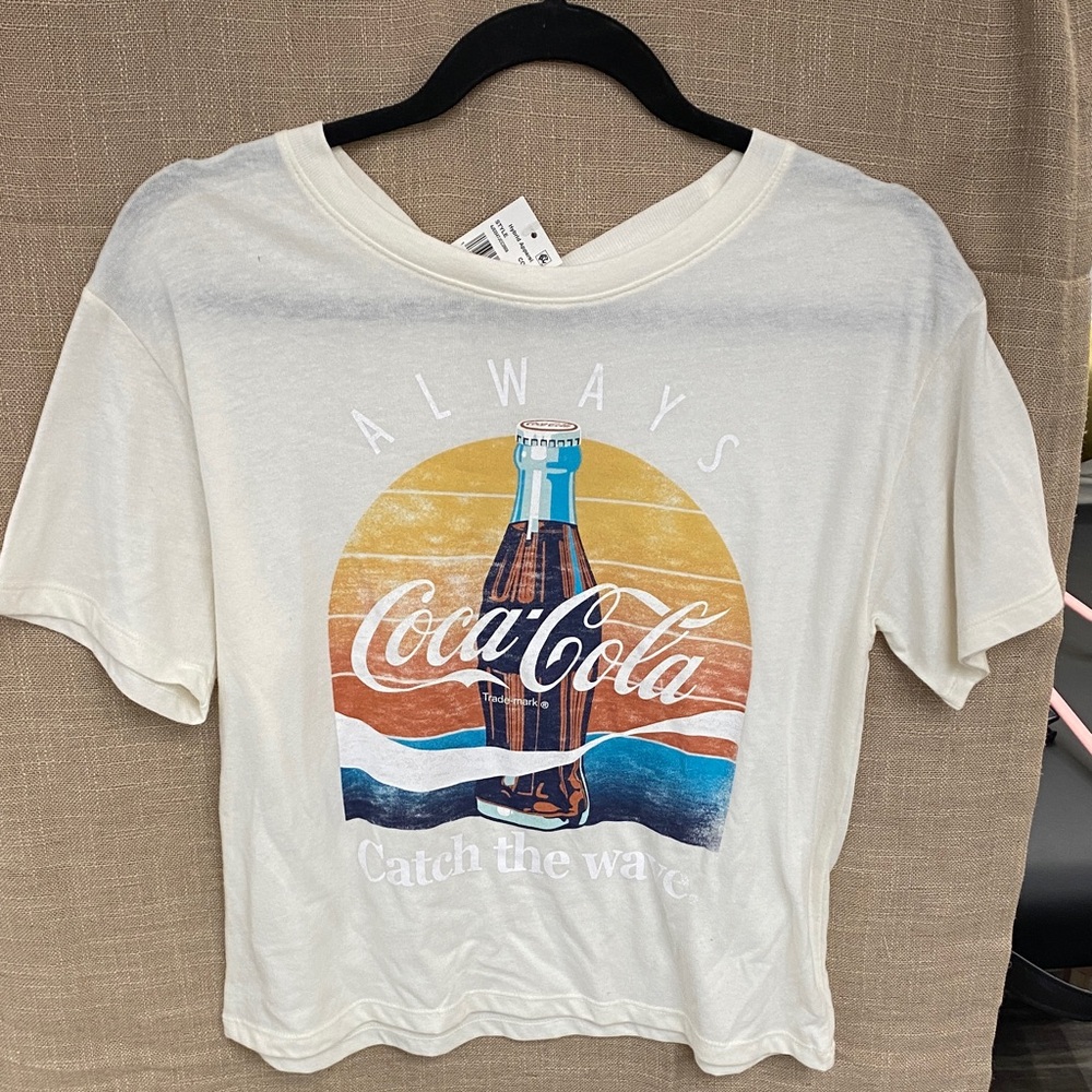 Love Tribe White Graphic Short Sleeve Tee with Sunset Bottle Motif